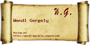 Wendl Gergely névjegykártya